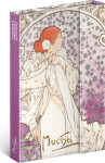 Notes Alfons Mucha - Dáma, linkovaný, 11 × 16 cm