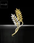 Exkluzivní brož Swarovski Elements Emidia - design pšenice, Zlatá
