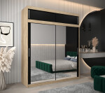 Šatní skříň Abi T3 s nástavcem Barva korpusu: Černá, Rozměry: 150 cm, Dveře: Černá