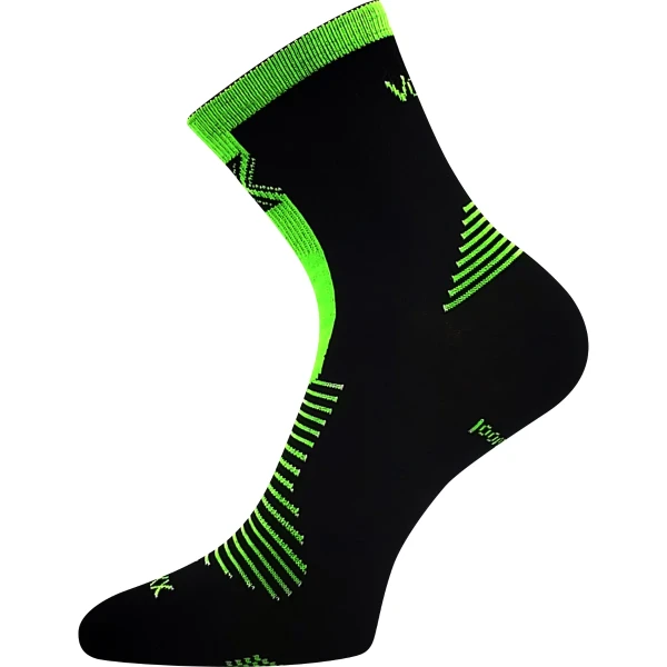 VOXX Ponožky slabé z merino WORALF s ionty stříbra ČERNÉ s neon zelenou (3 páry) 35-38 124778