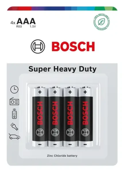 Bosch R03SHD4B/00 Super Heavy Duty AAA / Baterie / Alkalické / LR03 / 4 ks (8594162800322)