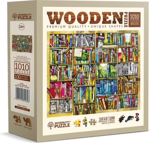 WOODEN CITY Dřevěné puzzle Police s knihami 1010 dílků
