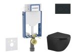 GEBERIT - Kombifix Set předstěnové instalace, klozetu Oudee a sedátka softclose, tlačítko Sigma20, matná černá/černá SANI15CA5505