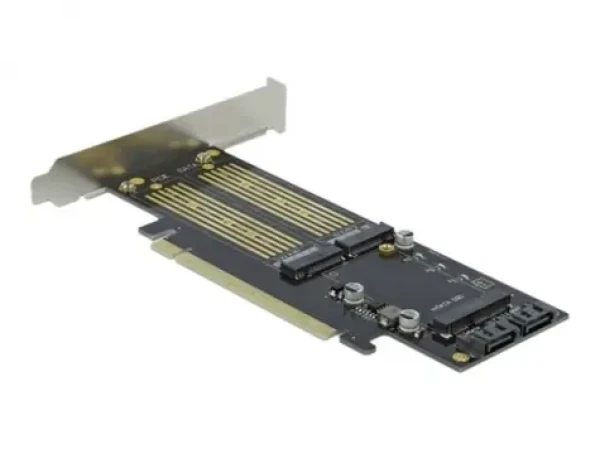 DeLock PCIe x16 / Karta / 2x M.2 Key B + 1x mSATA / SATA + NVMe SSD (90486)