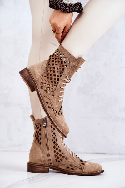 Zazoo 2695 děrované kožené boty Camel 36