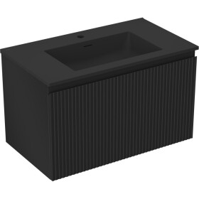 MEXEN/S - Rivel koupelnová skříňka 80 cm s umyvadlem Otis, 1 šuplík, reliéf , černá mat 91A20-08047-1-BF71-W18M71
