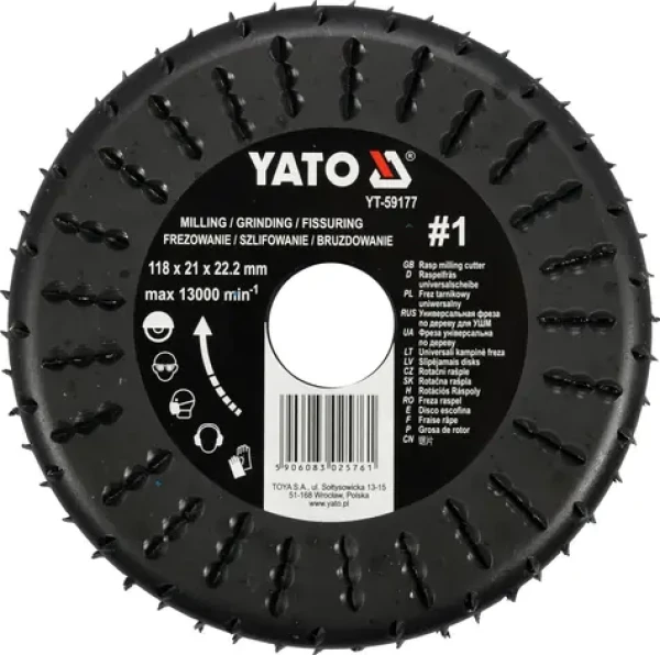 YATO Rotační rašple frézovací univerzální 118 mm / Rašple / Upínací průměr 22,2 mm / Max. 13000 min-1 (YT-59177)