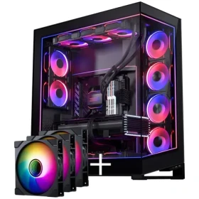 PHANTEKS NV Series NV7 černá + M25 Gen2 D-RGB 3×140 mm + DRGB Kit / Full tower skříň / E-ATX / průhledná bočnice (GABU-543)