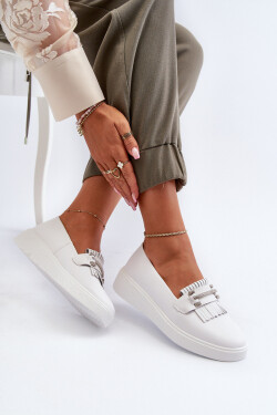 Lehké dámské kozačky z kůže na platformě bílé S.Barski LR590 40