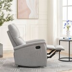 Relaxační křeslo, manuální ovládání, světle šedá látka