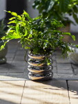 Bloomingville Keramický obal na květiny s podmiskou Shine Silver, stříbrná barva, keramika
