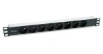 Equip 19" rozvodný panel 8x230V černá, stříbrná / Rozvodný panel / 16A / 3500W / hliníkový / kabel 1,8 m (333313)