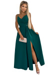 299-11 CHIARA elegantní maxi dlouhé šaty bez ramínek - ZELENÉ M