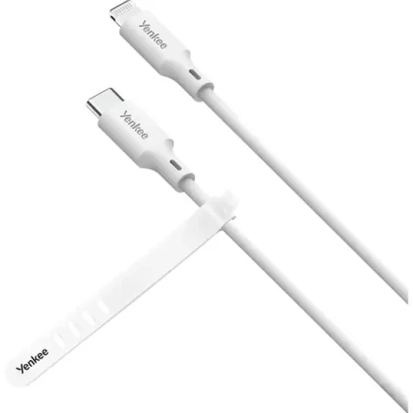 YENKEE YCU 635 WH SILIC Kabel USB-C (M) - Lightning (M) 1.5m bílá / 27W / 480Mbps (8590669356942)