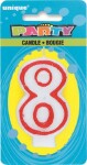 Unique svíčka na dort číslo 8 bílá s červeným okrajem 8 cm Unique svíčka na dort číslo 8 bílá s červeným okrajem 8 cm