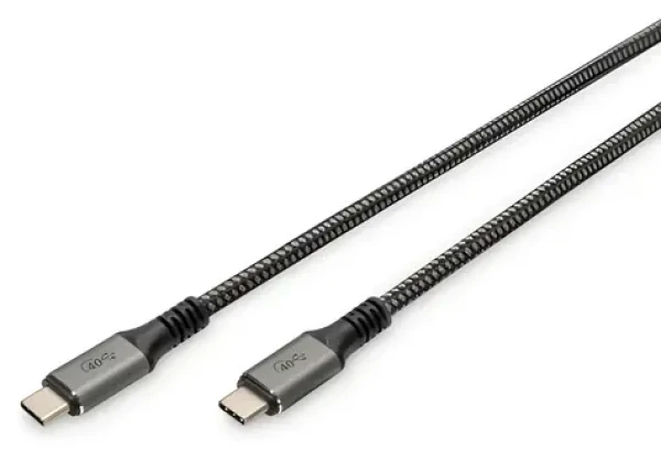 Digitus USB-C černo-šedá / Kabel USB-C na USB-C / USB4 Gen 3x2 40 Gbps / PD 3.1 240 W / 1 m (DB-300443-010-S)