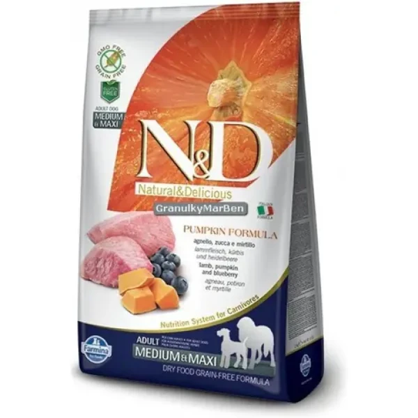ND Grain Free Pumpkin Adult Medium/Large Lamb Blueberry 12kg / Krmivo pro dospělé psy středních a velkých plemen (8010276033369)
