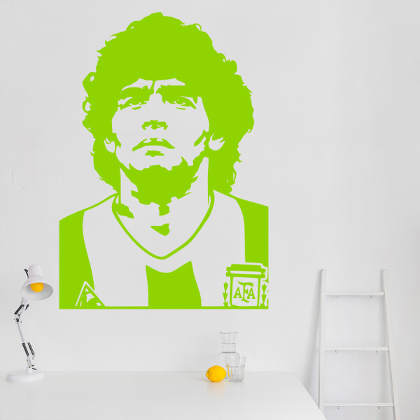 Samolepka Diego Maradona Barva: zelená, Velikost: 100 x 70 cm