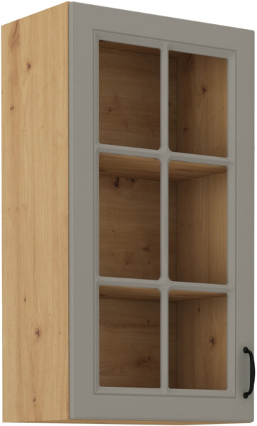 Horní prosklená skříňka Stilo 40 GS-90 1F Barva korpusu: Dub artisan, Barva dvířek: Clay Grey
