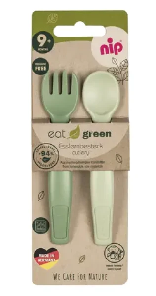 NIP NATURE line příbor 2ks zelená / od 9 měsíců (NIP38605-51)