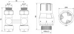 MEXEN/S - G02 středová termostatická souprava pro radiátor DN50, středová 1/2"x16 mm, nikl W912-016-928-01