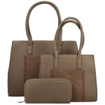 Trendy sada koženkových kabelek do ruky s peněženkou Namins, khaki