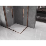 MEXEN/S - Velar Duo čtvercový sprchový kout 90 x 80, transparent, růžové zlato 871-090-080-02-60