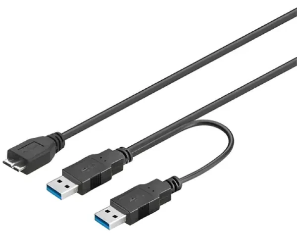 PremiumCord Kabel USB 3.0 napájecí Y A/M+A/M - Micro B/M / Kabel / 30 cm (ku3y01)