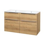Mereo Mailo, koupelnová skříňka s keramickým umyvadlem 121 cm, dub Riviera, elox AL madlo CN523A