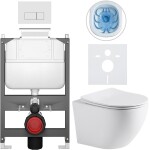 CERANO - Kompletní WC set Basic/Cesso - bílá matná - WC tlačítko Modulo/Bílá - ovládání shora - předstěnová instalace - 49x36 CER-8050BD86270