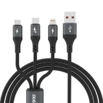 Dudao Datový kabel L3E 3v1 / USB-C / MicroUSB / Lightning 60W / 1.2 m / černá (181545)