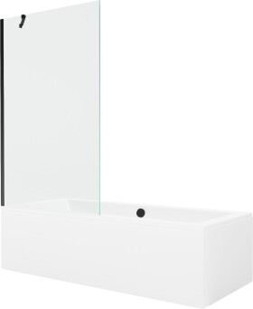 MEXEN/S - Cube obdélníková vana 170 x 80 cm s panelem + vanová zástěna 100 cm, transparent, černá 550517080X9510000070
