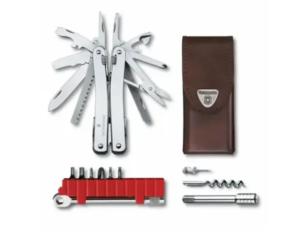 VICTORINOX Kleště Swiss Tool Spirit X Plus Ratchet v koženém pouzdře (3.0236.L)