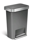 Simplehuman Pedálový odpadkový koš – 45 l / kapsa na sáčky/ obdélníkový/ šedý plast / nerez (CW1386CB)