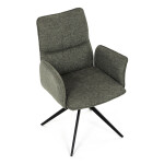 Židle jídelní, zelená látka, 360° vratný mechanismus, černý kov