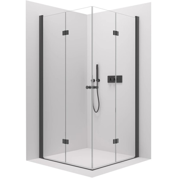 CERANO Sprchový kout Volpe Duo L/P - 6 mm - černá matná, transparentní sklo - 120x80x190 cm - zalamovací