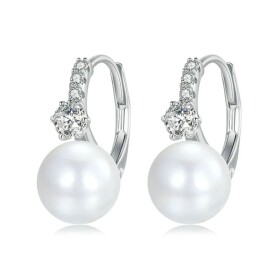 Stříbrné náušnice s perlou a zirkony Ricarda, stříbro 925/1000, Bílá