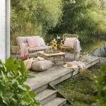 Ib Laursen Povlak na polštář Brown / Tie bands, hnědá barva, textil