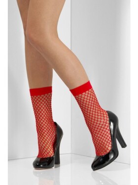 Smiffys.com Ponožky děrované, červené
