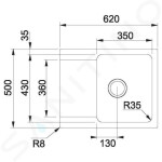 FRANKE - Orion Tectonitový dřez OID 611-62, 620x500 mm, šedá 114.0395.160