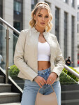 Dámská kožená bunda TY5659 smetenová - FashionStreet XL