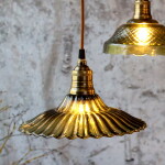 Chic Antique Stropní lampa Olive Brass Top Ø 26 cm, zelená barva, sklo, kov