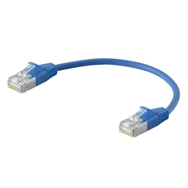 Weidmüller 3009490002 RJ45 síťové kabely, propojovací kabely CAT 6 SF/UTP 0.2 m modrá S průchodkou chránící proti zlomení, s ochranou, samozhášecí 1 ks