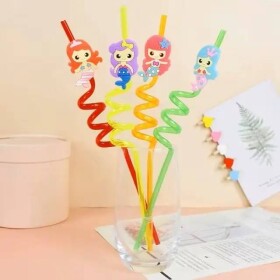 Dortisimo Plastová barevná brčka spirálová s mořskými pannami (4 ks)