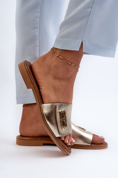 Zazoo 40384 Elegantní Dámské Kožené Žabky Zlaté 36