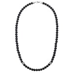 Pánský korálkový náhrdelník Eliseo - přírodní onyx, Černá 50 cm