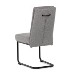 Židle jídelní, taštičkové pružiny v sedáku, madlo na opěráku, světle šedá látka, černý kov