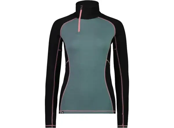 Mons Royale Olympus Half Zip WMNS dámské triko dlouhý rukáv burnt sage/černá vel. M