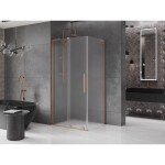 MEXEN/S - Velar L sprchový kout, posuvné dveře 100 x 80, dekor, měď kartáčovaná 871-100-080-33-65