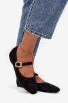 Baleríny s páskem a zlatým sponou Eko semišové Černé Adelora 37
